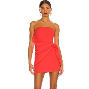 Superdown Revolve Andria Red Wrap Mini Strapless Dress Small